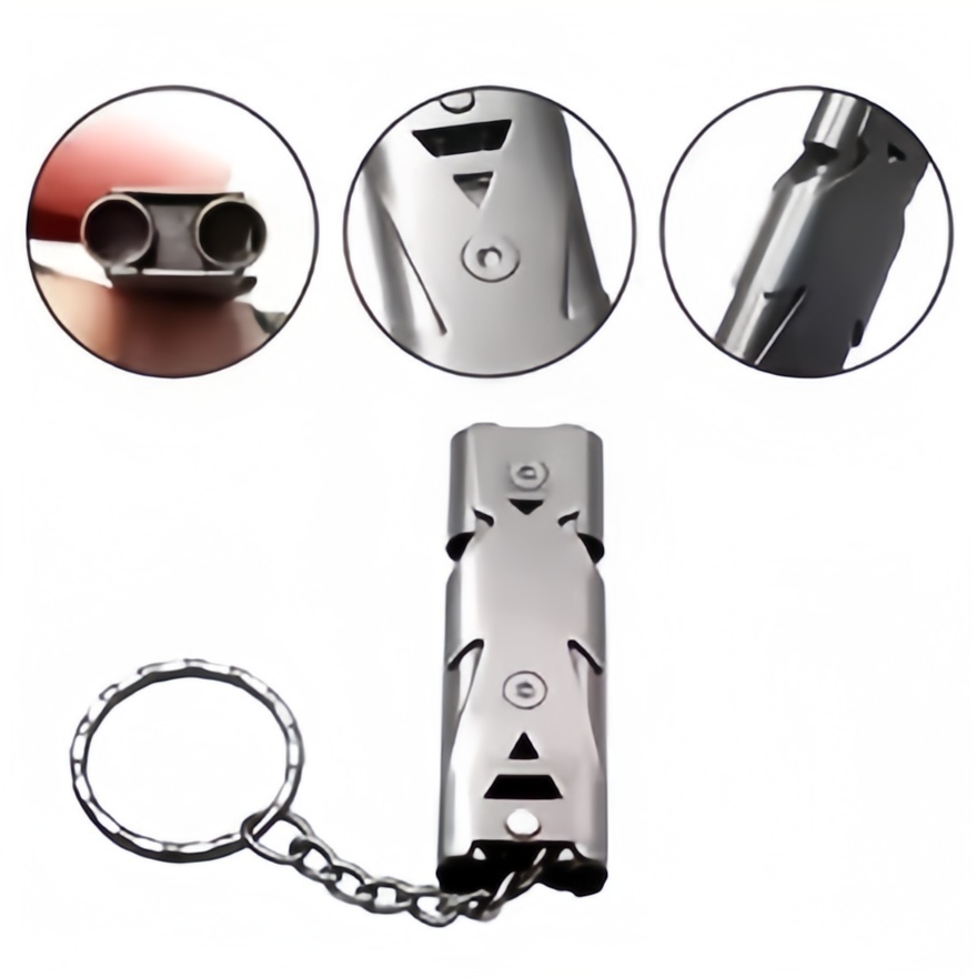 Emergency Whistle Loud - サバイバルホイッスルキーホルダー – 高デシベル、アウトドア、キャンプ、ハイキング用緊急警報器 – ダブルチューブデザイン、大音量で安全、持ち運び可能