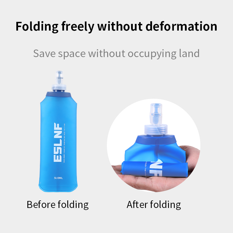 Water Bag Collapsible - 500ml折りたたみ式ウォーターボトル ソフトフラスク BPAフリー 折りたたみ式TPU アウトドアスポーツ ポータブルウォーターバッグ