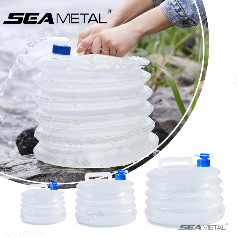 Water Bag Collapsible - SEAMETAL 5L-15L 車用折りたたみバケツ ポータブルボトルコンテナ 水貯蔵ボトル バケツ