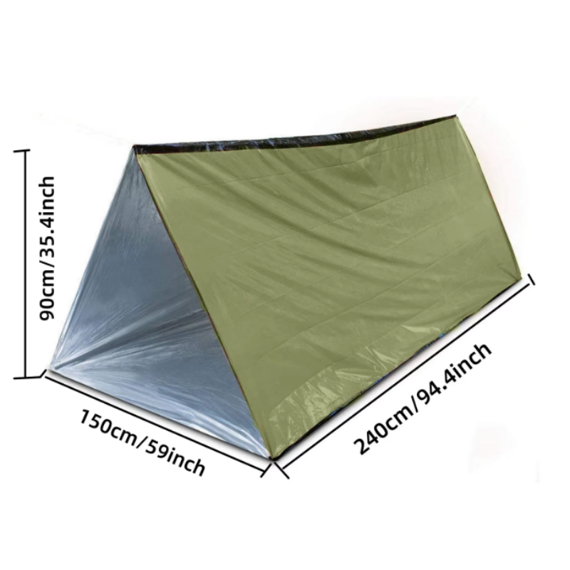 Emergency Mylar Tent - 2人用再利用可能マイラーチューブ緊急テント防水防風サバイバルビビーシェルター屋外SOSサーマルサバイバルギア（ウィル用）