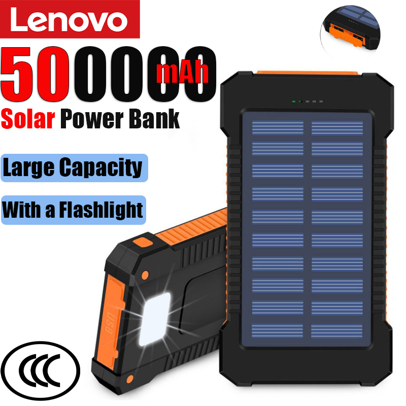 Solar Emergency Charger - レノボ 500000mAh 大容量ソーラーパワーバンク超高速充電屋外ポータブル外部バッテリー iPhone Huawei Samsung