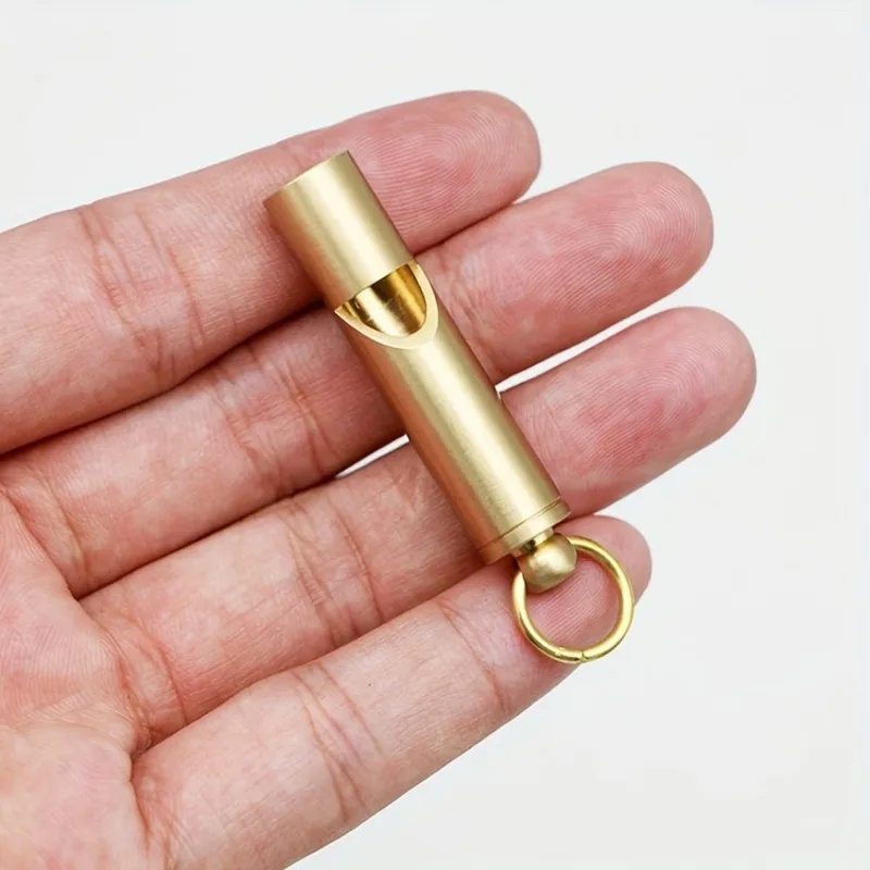 Emergency Whistle Loud - 頑丈な大音量緊急サバイバルホイッスル ゴールデンカラーのクリアリング付き アウトドアハイキングキャンプ安全用 1～5個パック