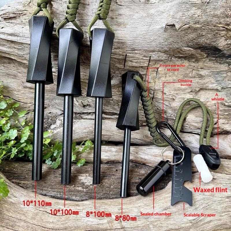 Magnesium Fire Starter - ベア・グリルズ サバイバルファイヤースターター マグネシウムフリントロッド ポータブル緊急ファイヤースチールキット コンパス ホイッスル