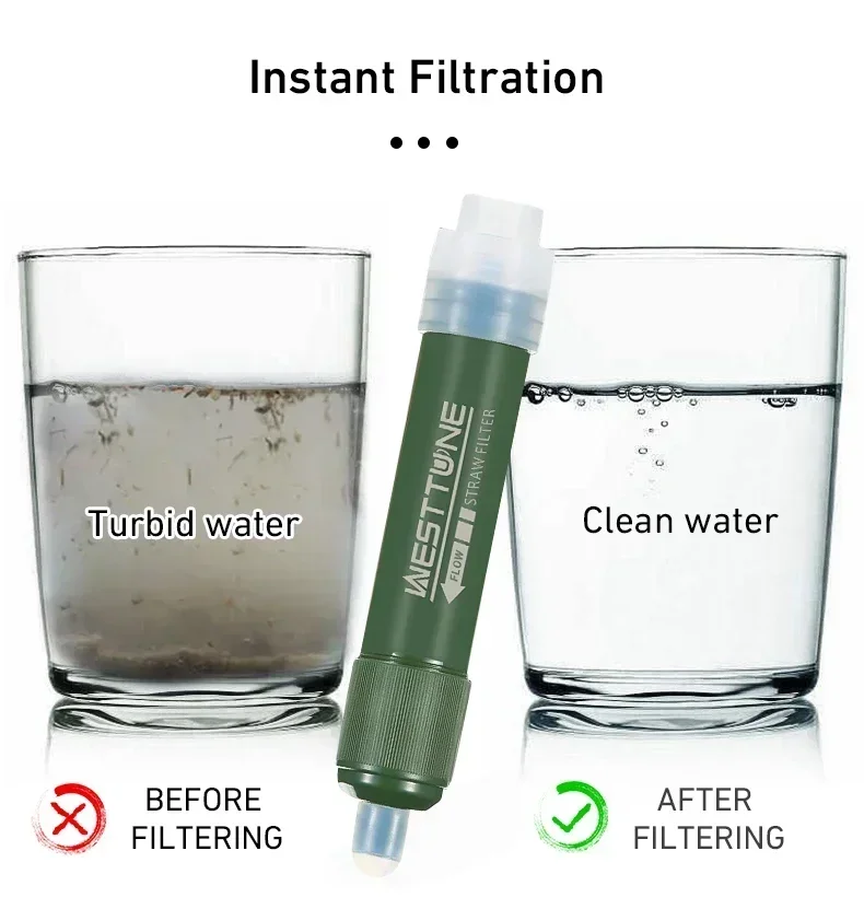 Water Purification Straw - Westtune アウトドア ミニ キャンプ 浄水フィルター ストロー