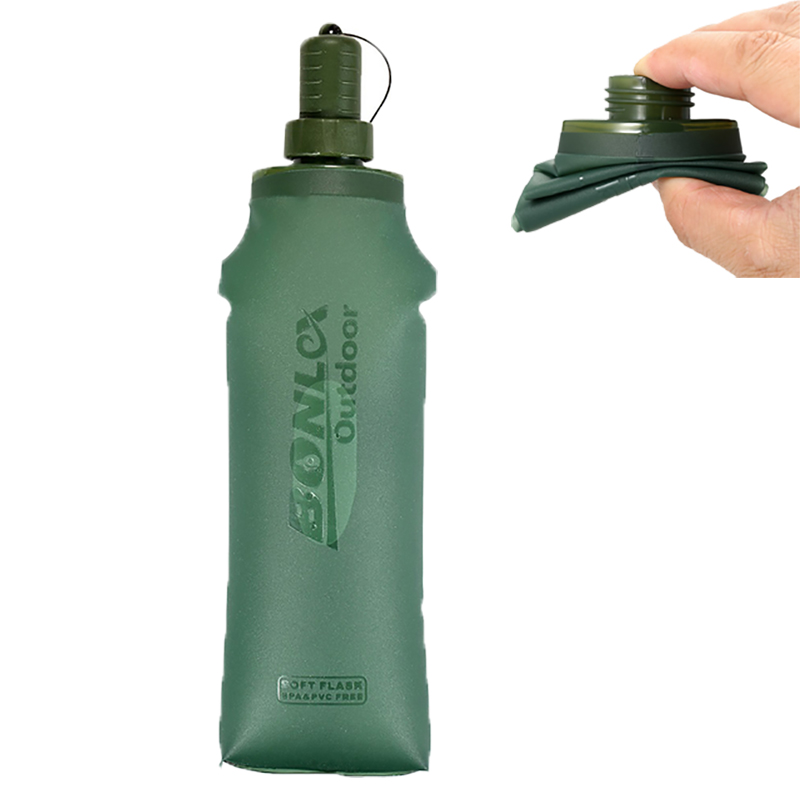 Water Bag Collapsible - 250ml 500ml 折りたたみ式ウォーターバッグ ソフト折りたたみ式フラスコ 防塵キャップ付き ハイキング、サイクリング、アウトドアアドベンチャー用