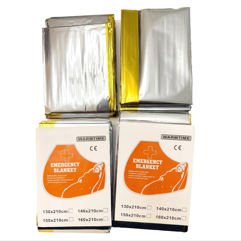 Emergency Mylar Tent - 4 パック ゴールド シルバー マイラー緊急用サーマルブランケット 160×210cm