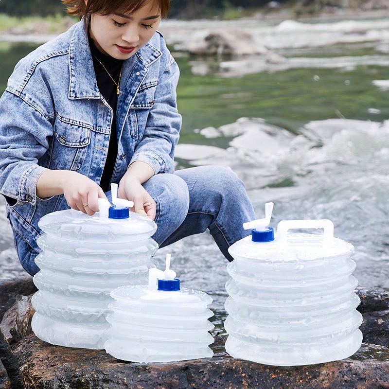 Water Bag Collapsible - 携帯用折りたたみ式バケツ 緊急用貯水タンク アウトドアキャンプハイキング車両用 コンパクト折りたたみ式収納ソリューション
