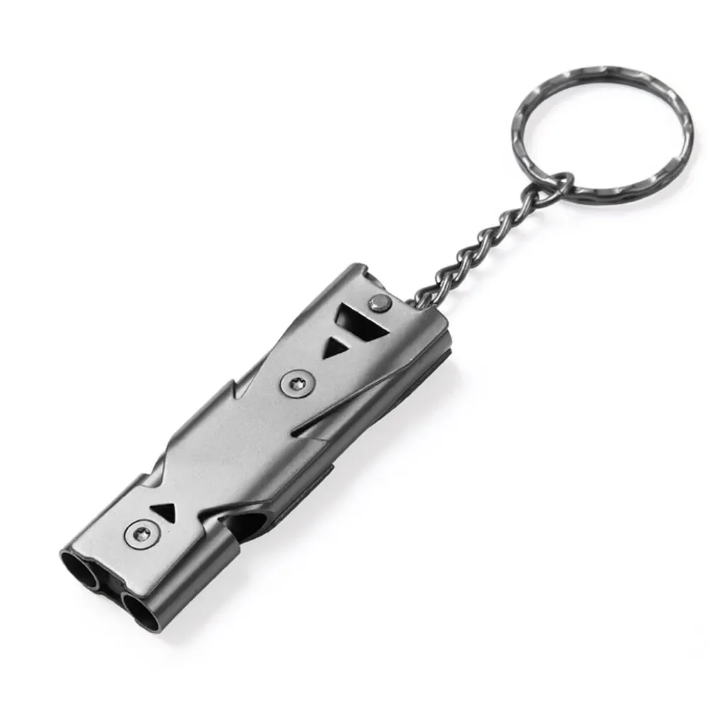 Emergency Whistle Loud - 高デシベル緊急キーホルダーペンダント、大音量屋外キャンプツール、ポータブル多機能パック、ダブルチューブサバイバルホイッスル