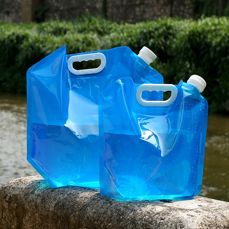 Water Bag Collapsible - 折りたたみ式ウォーターコンテナバッグ、キャンプ用スピゴット付きプラスチック収納水差し緊急用、漏れのない折りたたみ式ウォーターボトル5l10l
