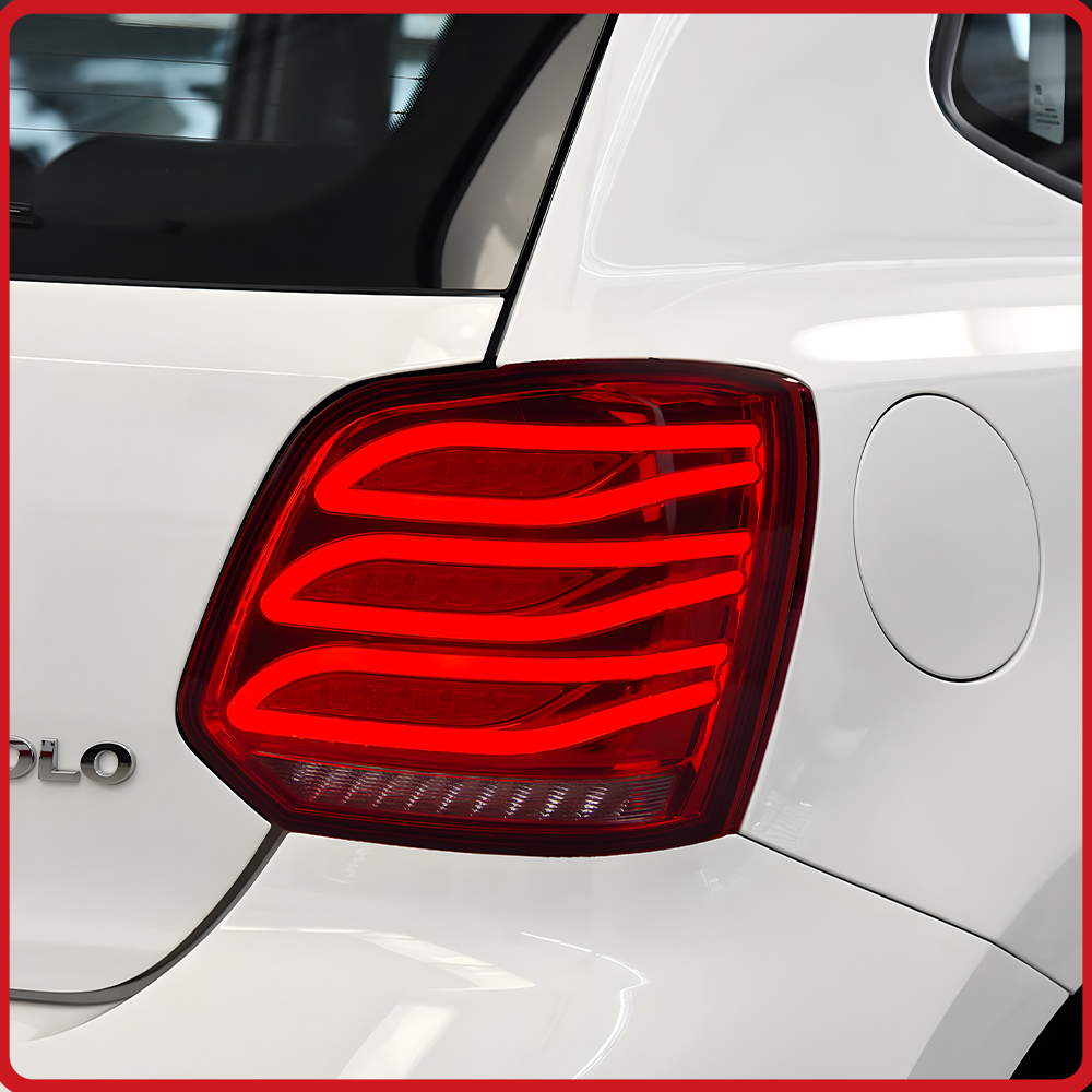 Sos Light Strobe - フォルクスワーゲン ポロ 2011-2018用 LEDテールランプアセンブリ、自動バックランプアップグレード、ダイナミックフラッシングシグナルライト、起動効果付き