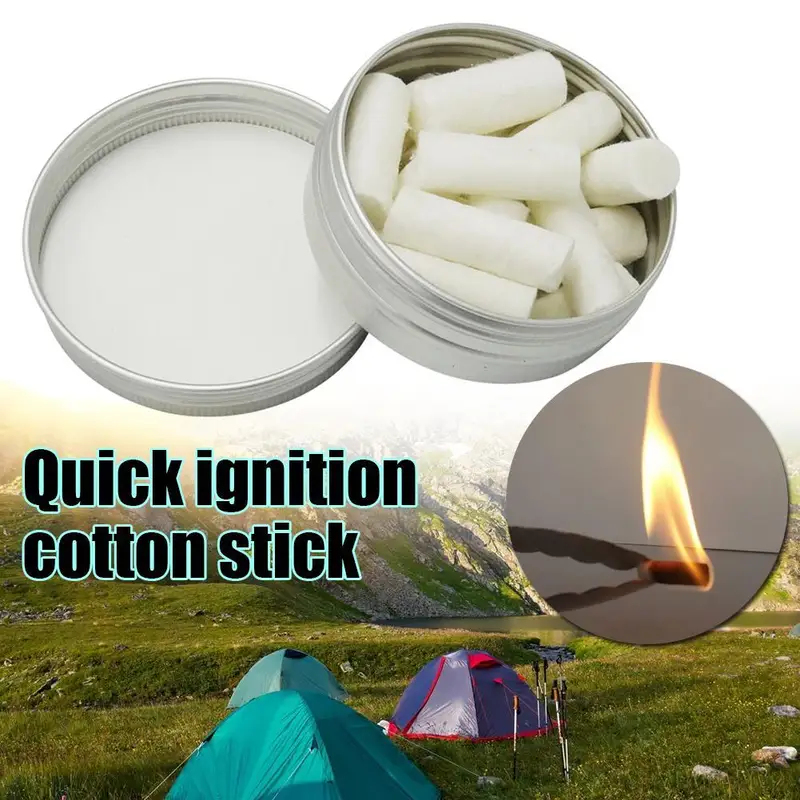 Fire Starting Kit - 12個入り アウトドア キャンプ用 パラフィンワックス サバイバルファイヤースターターツール ロープギアキット