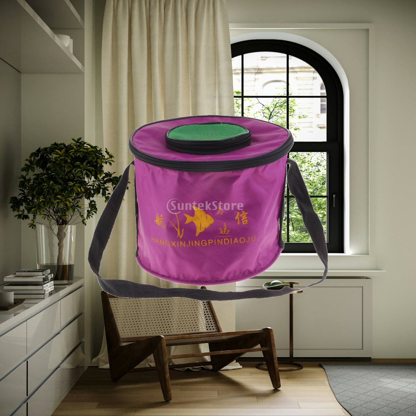 Water Bag Collapsible - キャンバス折りたたみ式釣り用バケツポータブル水運搬容器折りたたみ式収納通気性メッシュ蓋ホールドオール釣りバッグ用