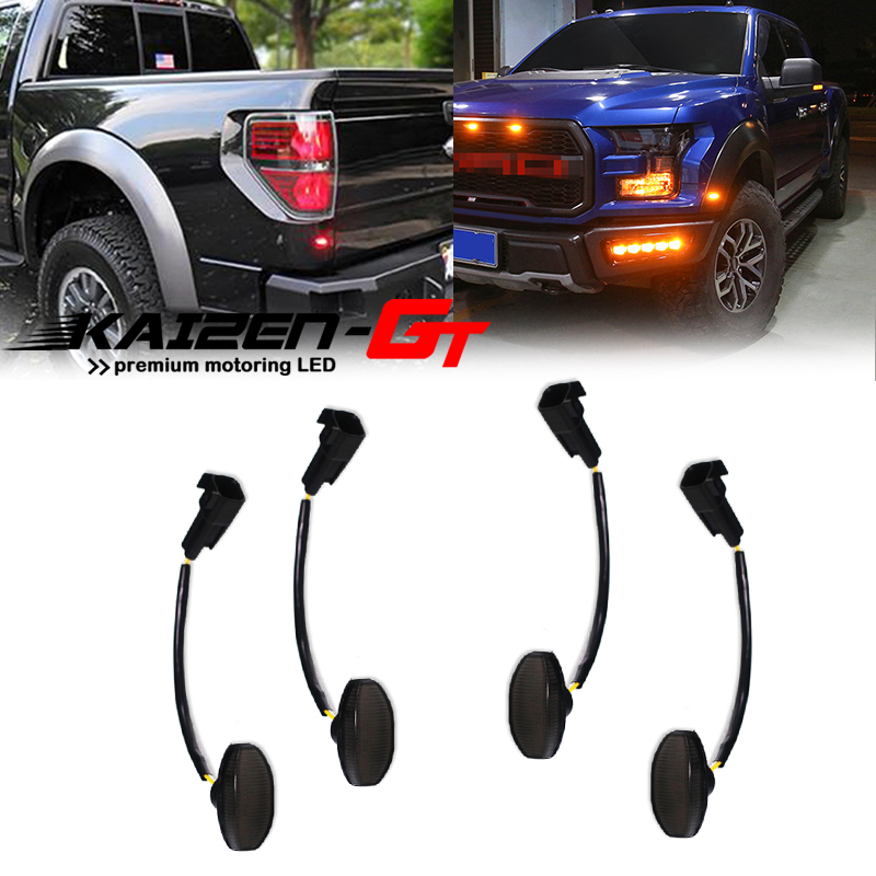 Signal Flare Kit - 4個入り スモークレンズ フロントアンバー＆リアレッド フルLED カーバンパーフェンダー サイドマーカーライトキット