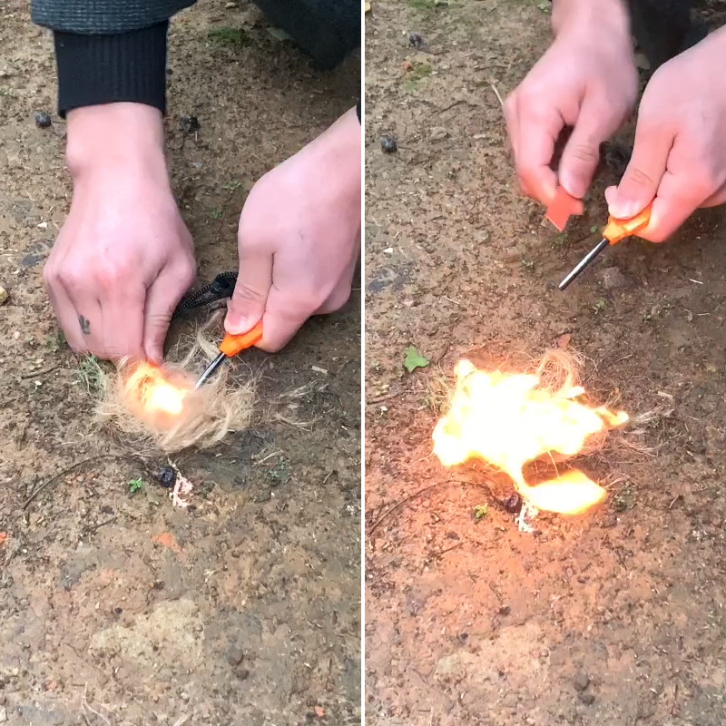 木製ハンドル付きアウトドアサバイバルフリントファイヤースター - Magnesium Fire Starter のレビューと価格