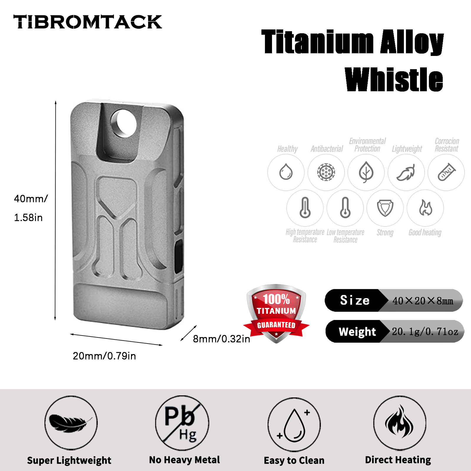 TIBROMTACK GR5 チタン製緊急ホイッスル、大人用 - Emergency Whistle Loud のレビューと価格