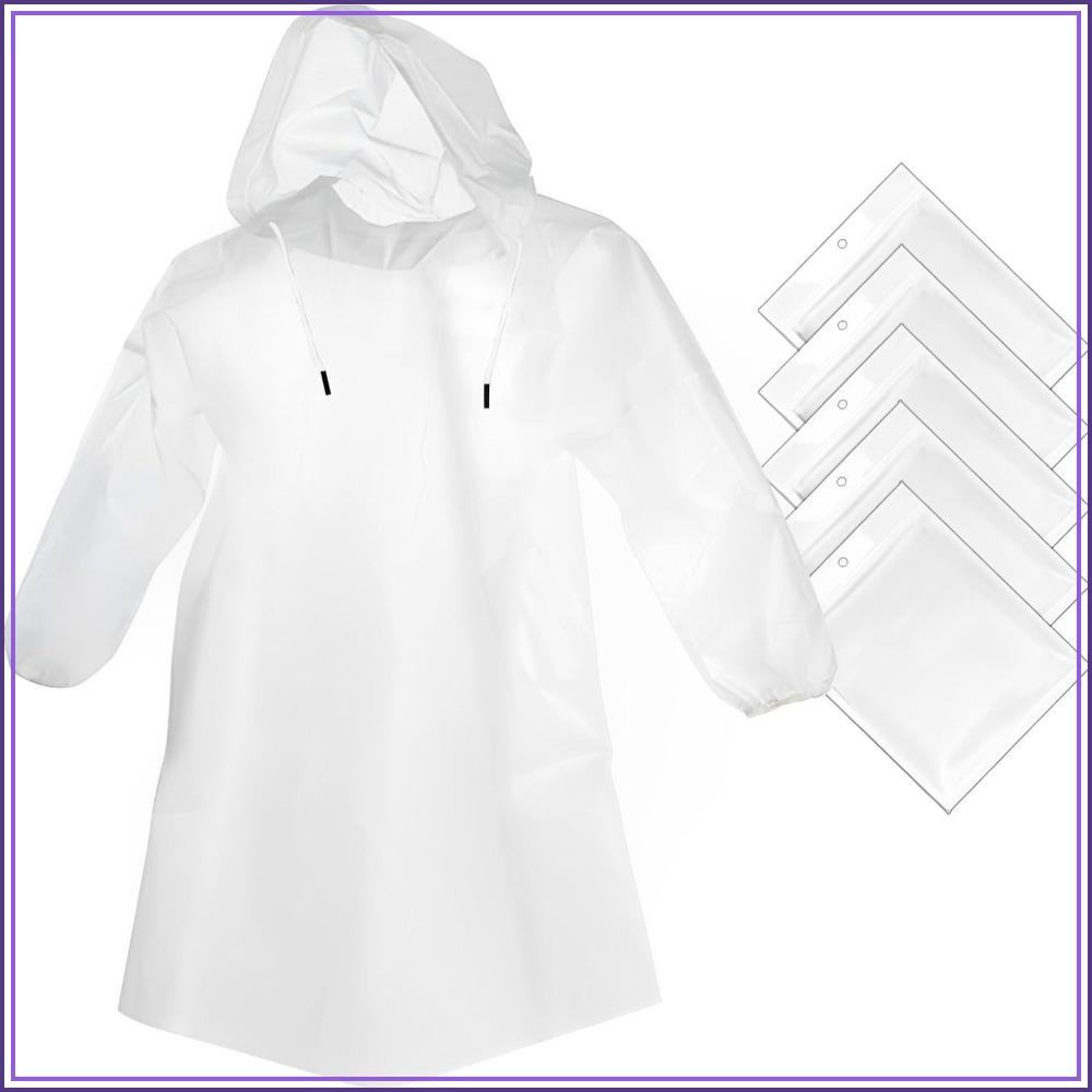大人女性用クリアレインポンチョ、フード付き袖付きファミリーパ - Emergency Poncho Rain のレビューと価格