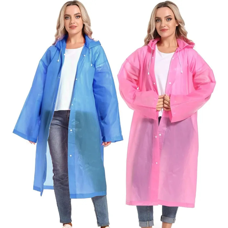 再利用可能な大人用レインポンチョ、フードと紐付き防水緊急用レ - Emergency Poncho Rain のレビューと価格