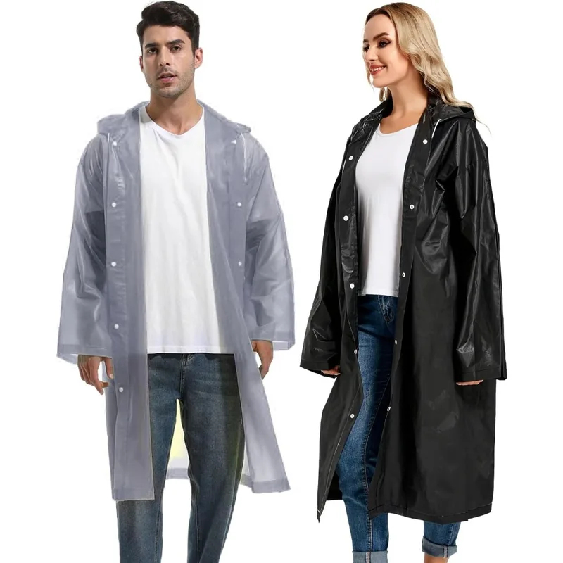 再利用可能な大人用レインポンチョ、フードと紐付き防水緊急用レ - Emergency Poncho Rain のレビューと価格