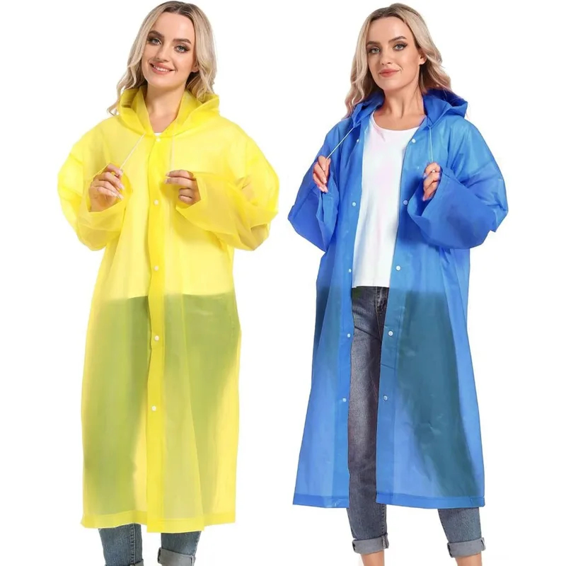 再利用可能な大人用レインポンチョ、フードと紐付き防水緊急用レ - Emergency Poncho Rain のレビューと価格
