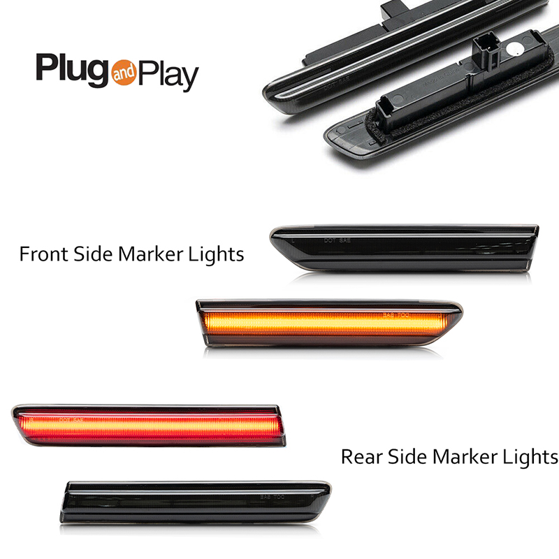 スモークレンズフロントアンバー/リアレッドLEDカーバンパー - Signal Flare Kit のレビューと価格