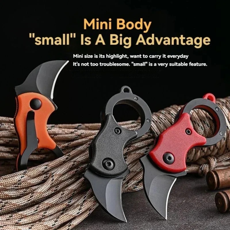 ミニキーホルダーポケットナイフステンレス鋼キャンプ用小型ミニ - Bushcraft Knife Fixed のレビューと価格