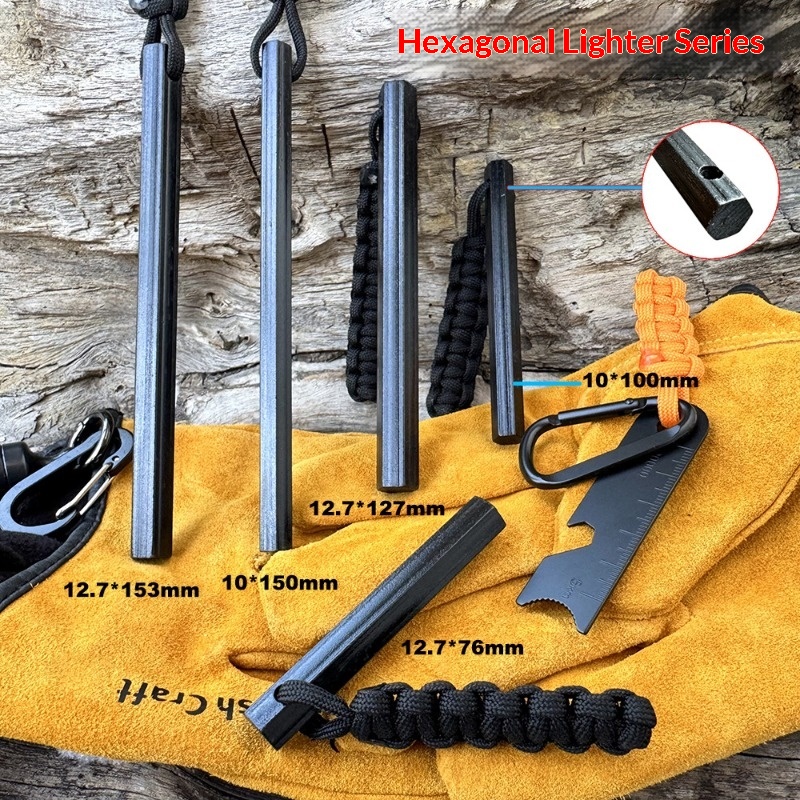 手織りロープ六角形フリントマグネシウムスティックアウトドアサ - Magnesium Fire Starter のレビューと価格