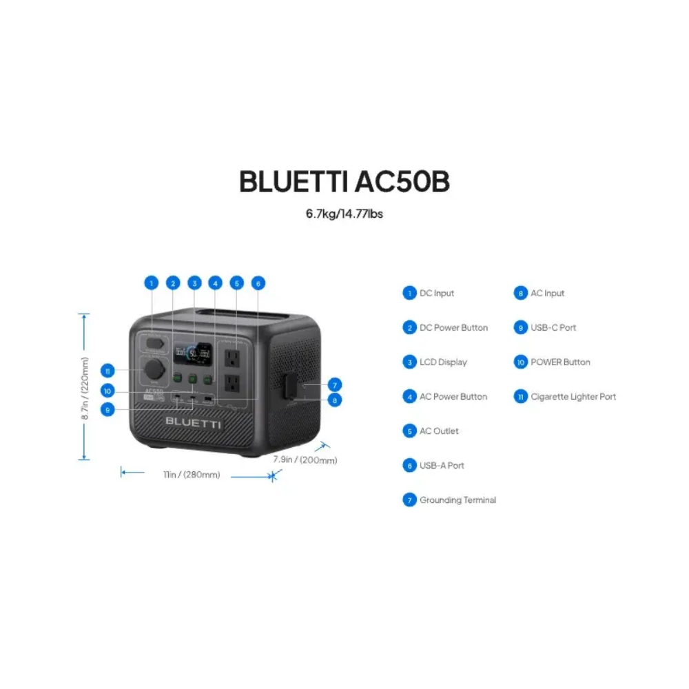 BLUETTI AC50B ポータブル電源 700W 448 - Solar Emergency Charger のレビューと価格