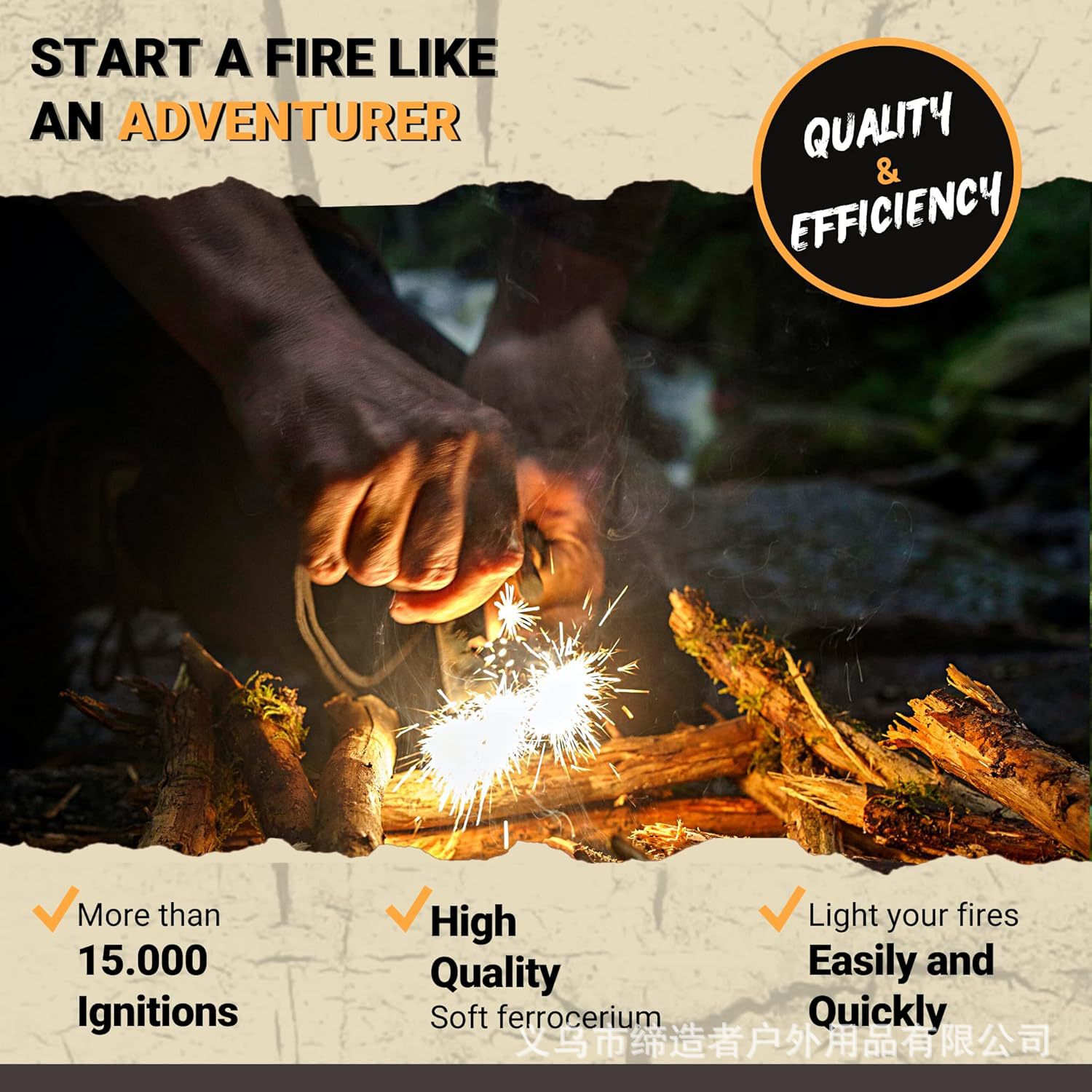 携帯用屋外フリントとスチール製キャンプ用品、荒野サバイバルツ - Magnesium Fire Starter のレビューと価格