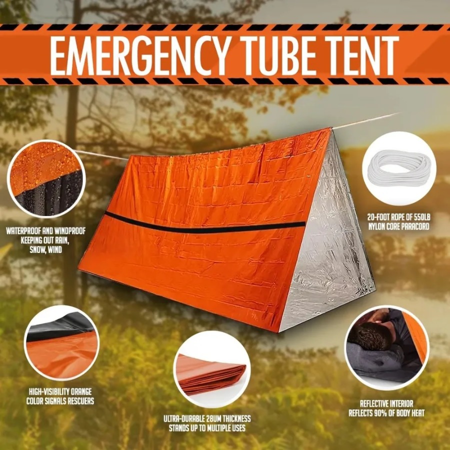 1PC 防雨緊急寝袋 - 防水テントキット、緊急シェルター、 - Emergency Mylar Tent のレビューと価格