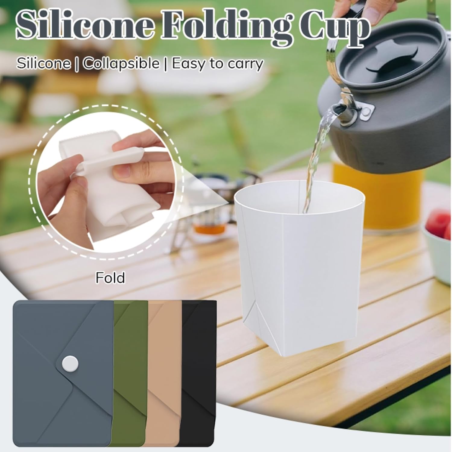 シリコン製折りたたみ式トラベルカップ、カードバッグ付き折りた - Water Bag Collapsible のレビューと価格