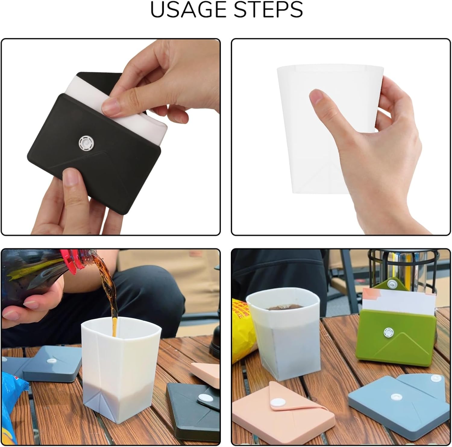 シリコン製折りたたみ式トラベルカップ、カードバッグ付き折りた - Water Bag Collapsible のレビューと価格