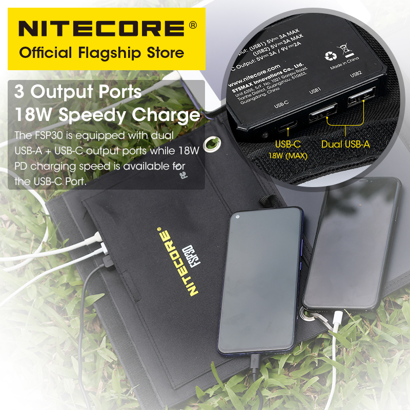 NITECORE FSP30 30 ワットポータブルソーラー - Solar Emergency Charger のレビューと価格