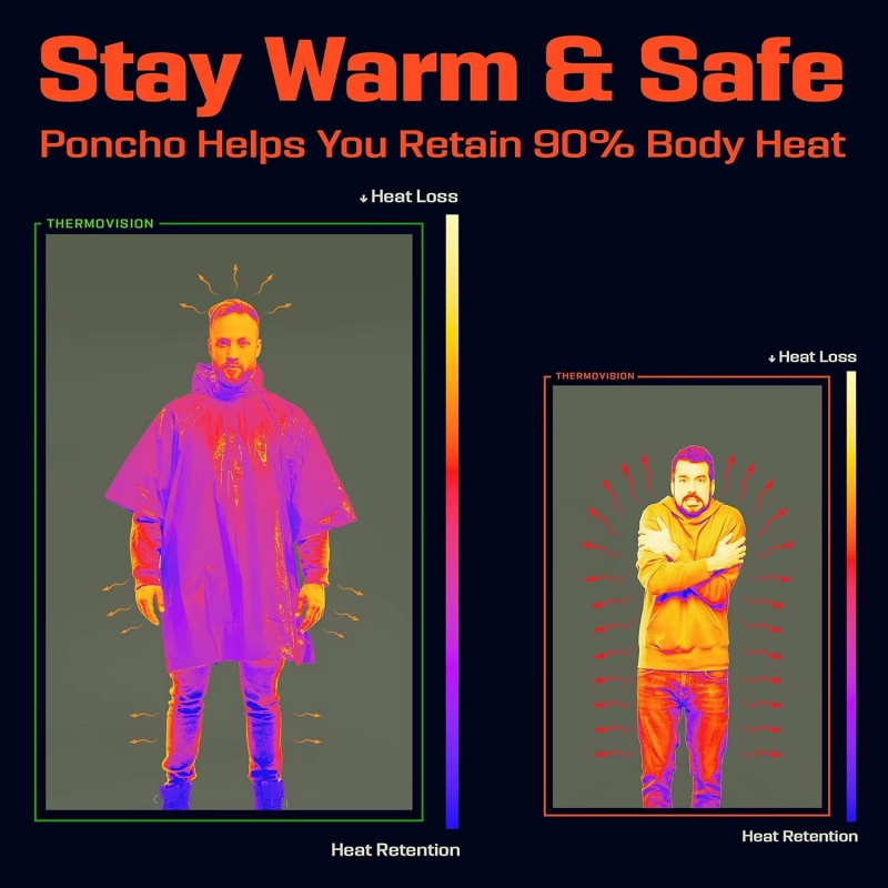 使い捨てアルミフィルム製サーマルレインポンチョ 防水緊急レイ - Emergency Poncho Rain のレビューと価格
